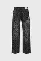 Laser Etched Painter Baggy Denim Jeans
