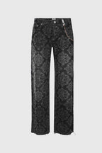 Laser Etched Painter Baggy Denim Jeans