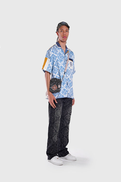 Laser Etched Painter Baggy Denim Jeans