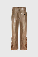 Faux Fur Vegan Leather Double Jeans