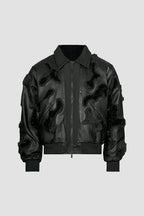 Faux Fur Vegan Leather Camouflage Jacket