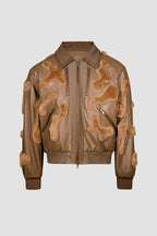Faux Fur Vegan Leather Camouflage Jacket