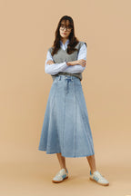 Monica Swing Denim Midi Skirt HJ806