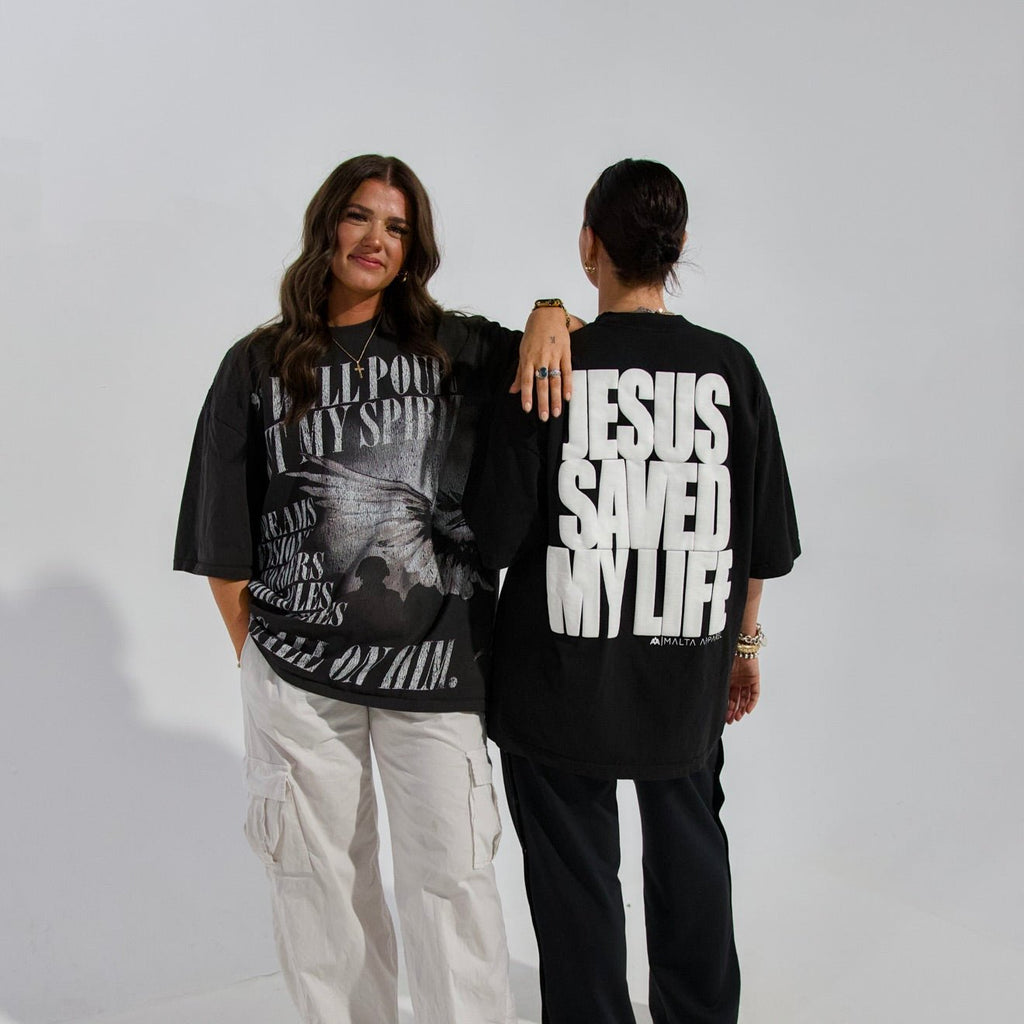 [PRE-ORDER - SHIPS JUNE 10TH] Jesus Saved My Life PUFF PRINT - Black