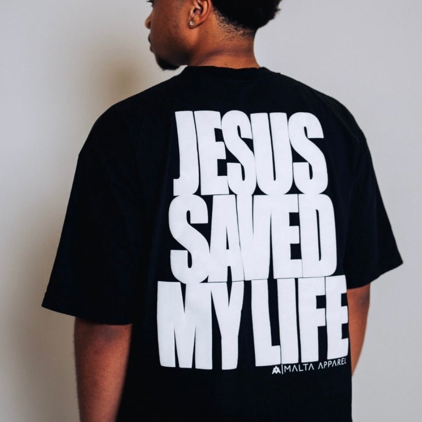 [PRE-ORDER - SHIPS JUNE 10TH] Jesus Saved My Life PUFF PRINT - Black